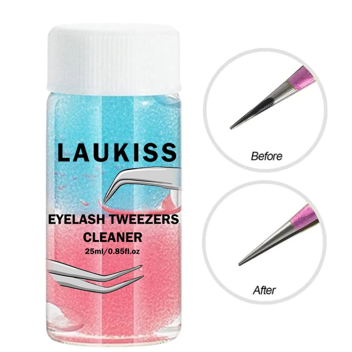 25ml Eyelashes Tweezers Cleaner Tools With Glue Remover Liquid And Sponge Ball Cleaning Glue