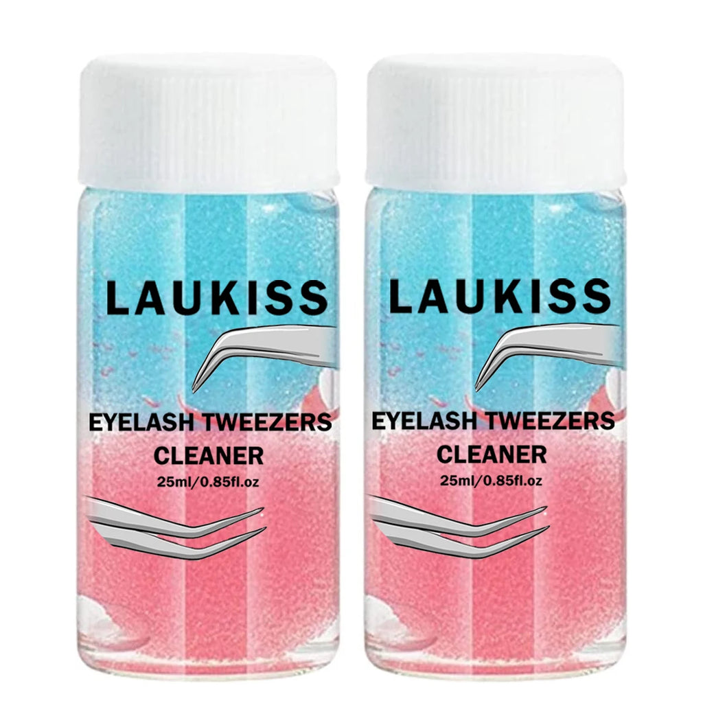 25ml Eyelashes Tweezers Cleaner Tools With Glue Remover Liquid And Sponge Ball Cleaning Glue